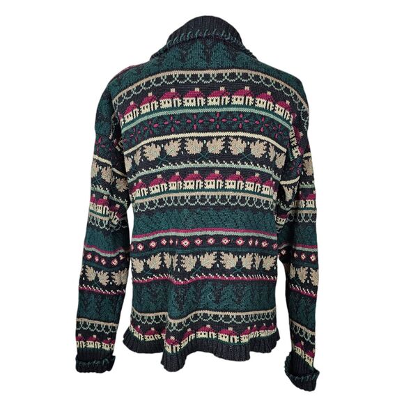 90s Vintage Signatures Northern Isle Hand Embroidered Button Up Sweater Size M - Picture 2 of 10